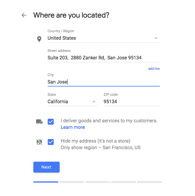 Google My Business - set up