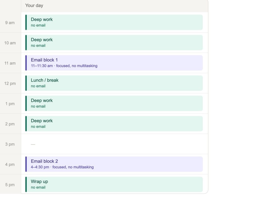 Sample schedule to manage your emails better