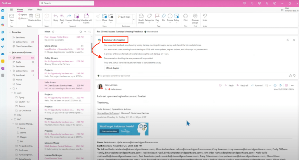 Outlook’s CoPilot in Action