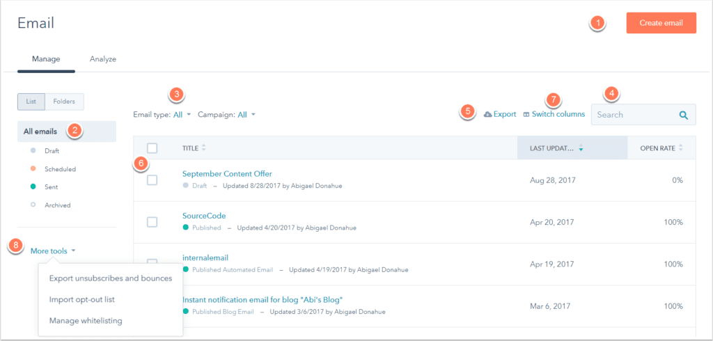 HubSpot for email management