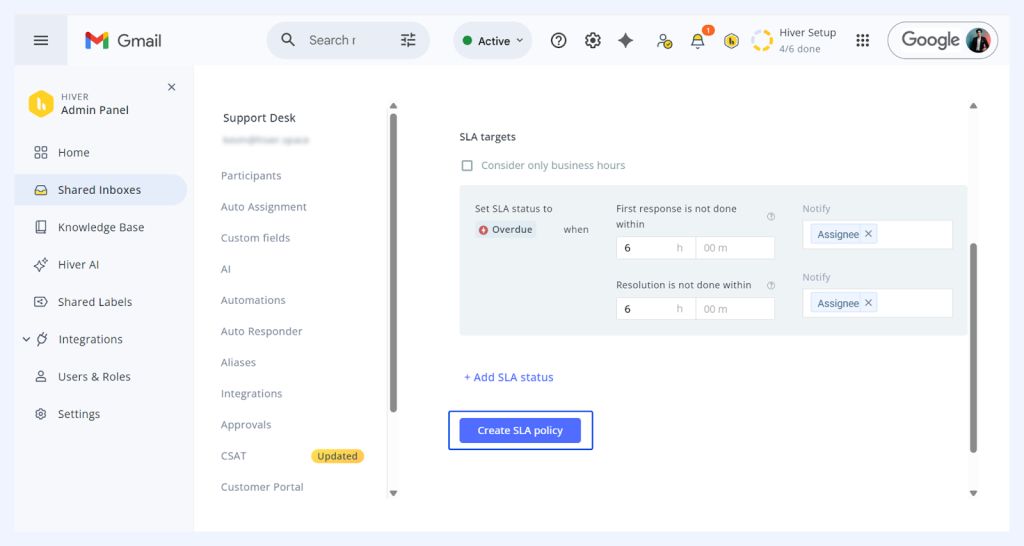 Set up SLAs in Hiver