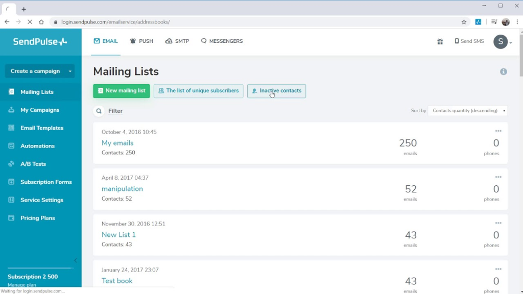 Sendpulse for email management