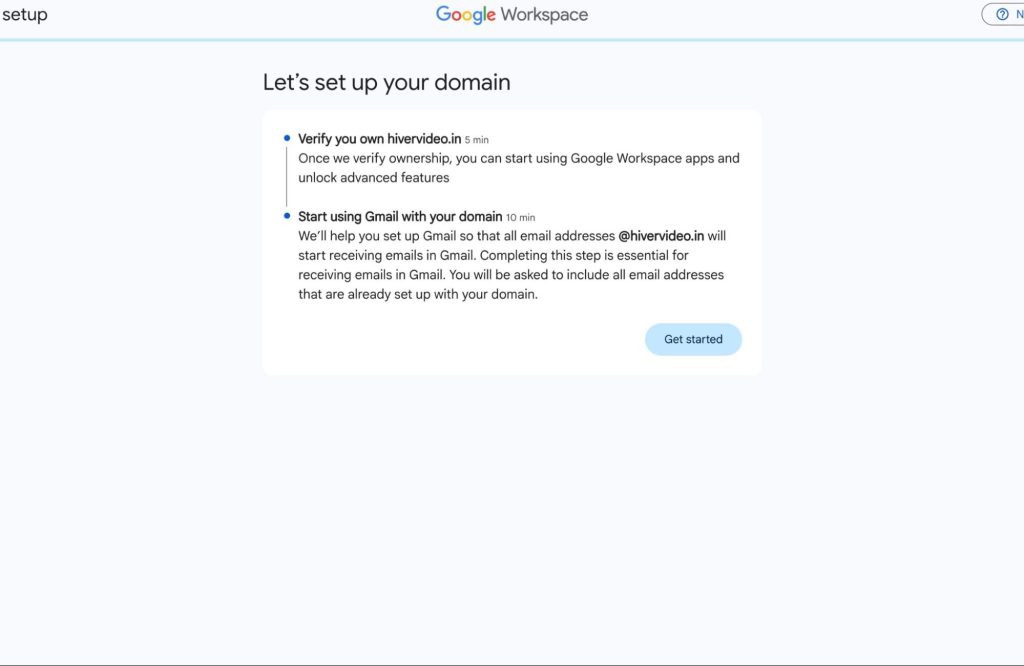 Verify your domain for Google Workspace account