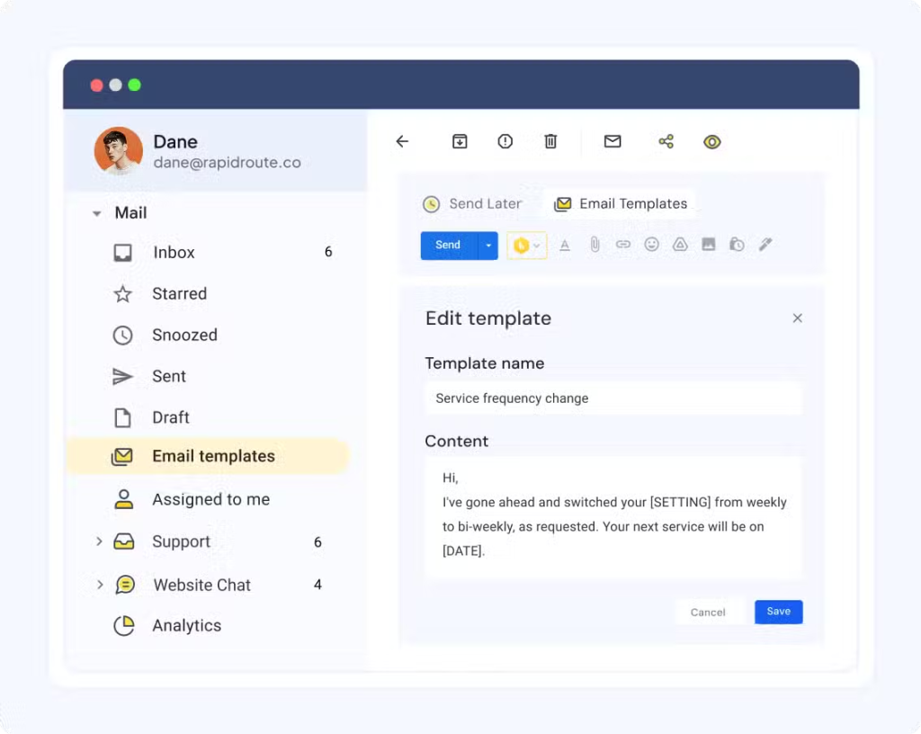In Hiver, you can create and share canned response templates across your team, making it easier to reply to customer queries quickly