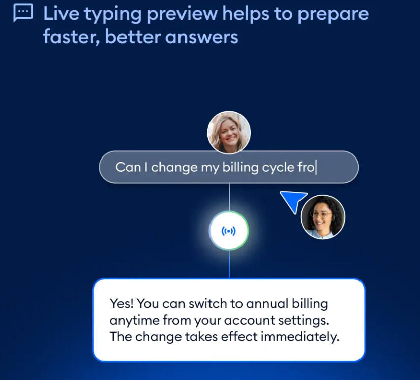 With Tidio, you can view what your customers are typing on live chat in real time