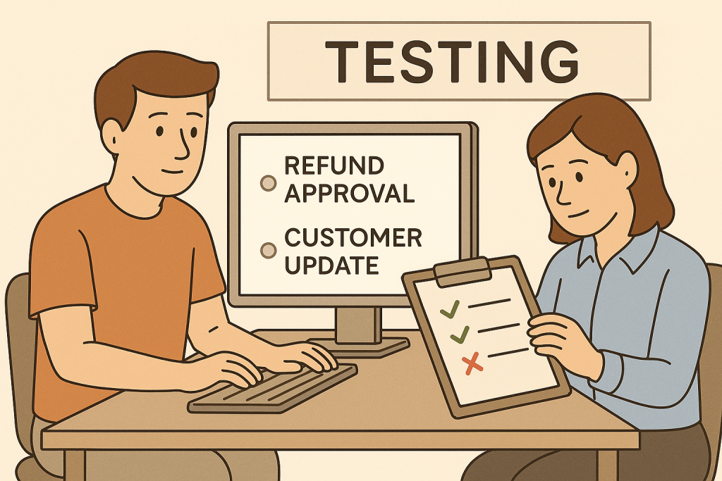 Run 20–30 live tickets through it. Fix what breaks before customers see it