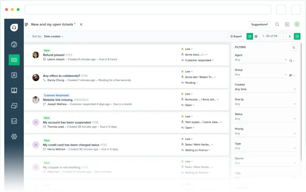 Freshdesk interface