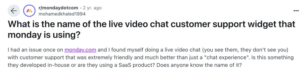 Video-based customer support review on reddit