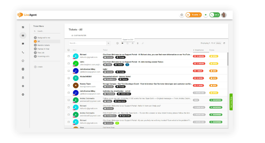 LiveAgent Dashboard