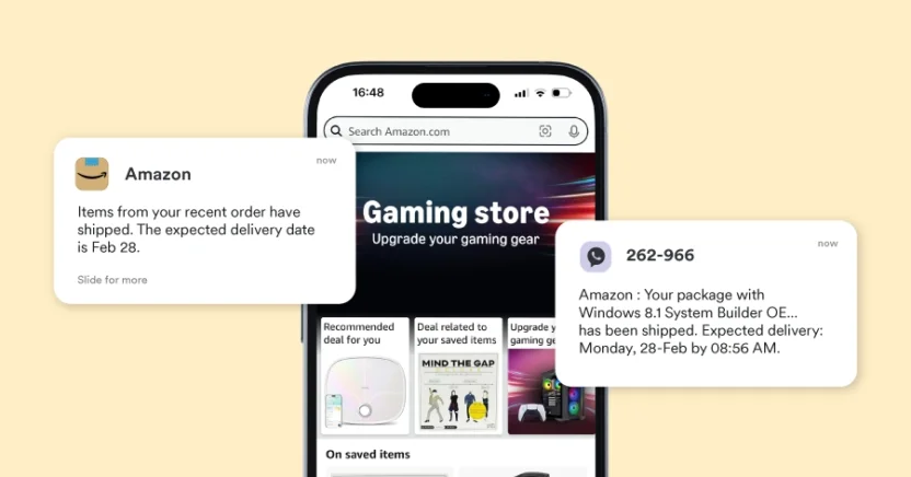 Amazon’s push notifications for timely order updates