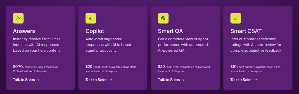 Front’s AI add-ons