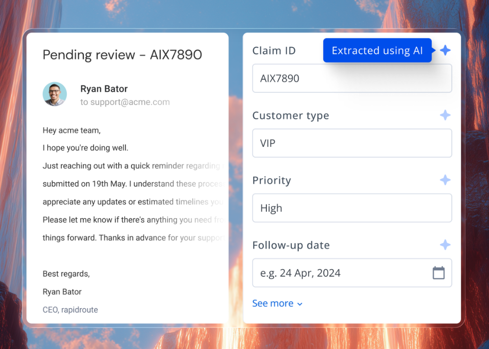 AI automatically extracting key details from a customer message