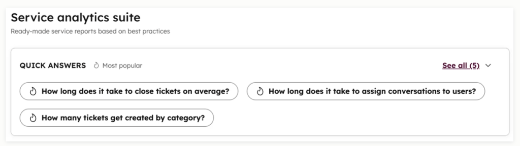 HubSpot Service Hub provides ready-made reports on all core metrics