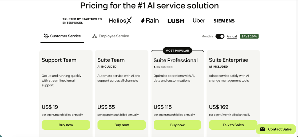 Zendesk’s pricing plans