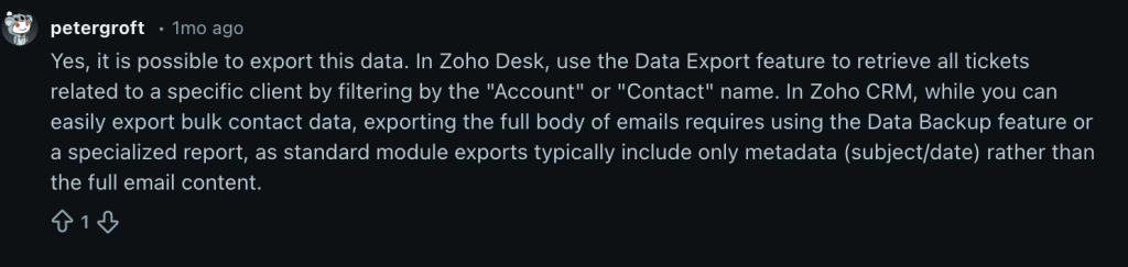 Extra setup to export detailed reports in Zoho