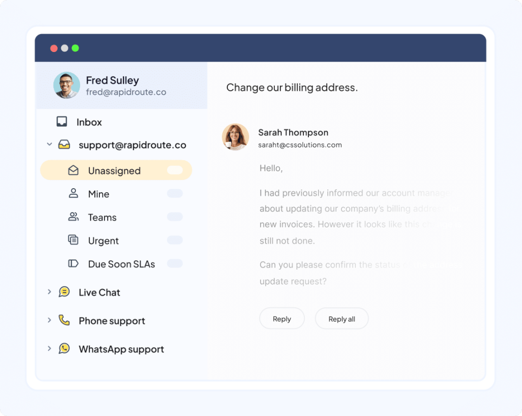 How Hiver’s unified inbox looks like
