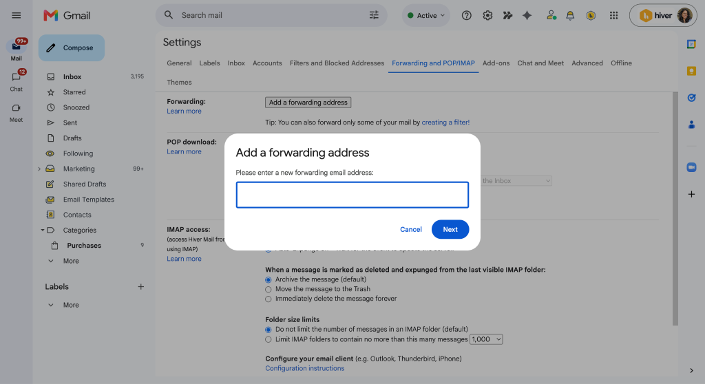 Setting up automatic forwarding in Gmail