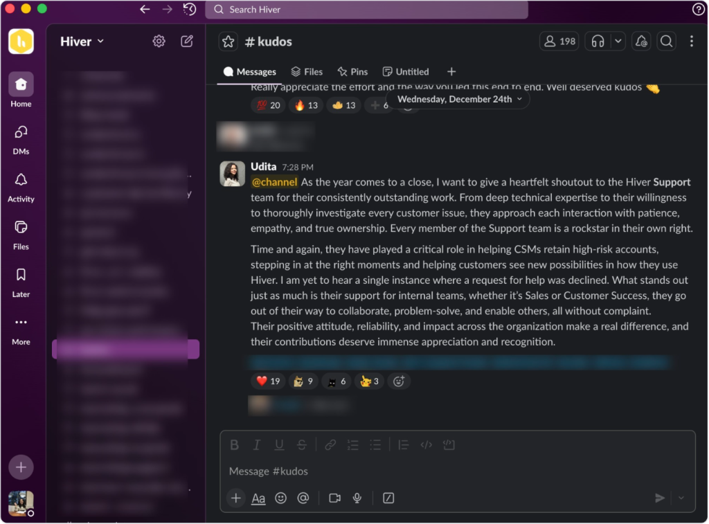 Hiver’s CS team giving a shoutout to Support Team