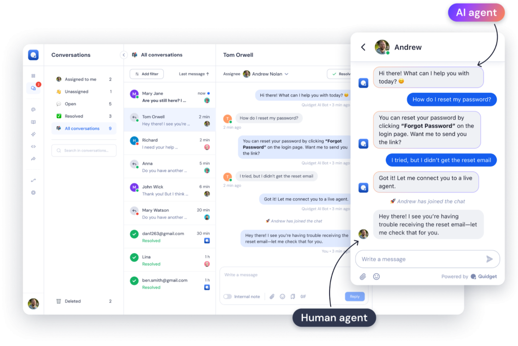 Quidget is a no-code AI chatbot