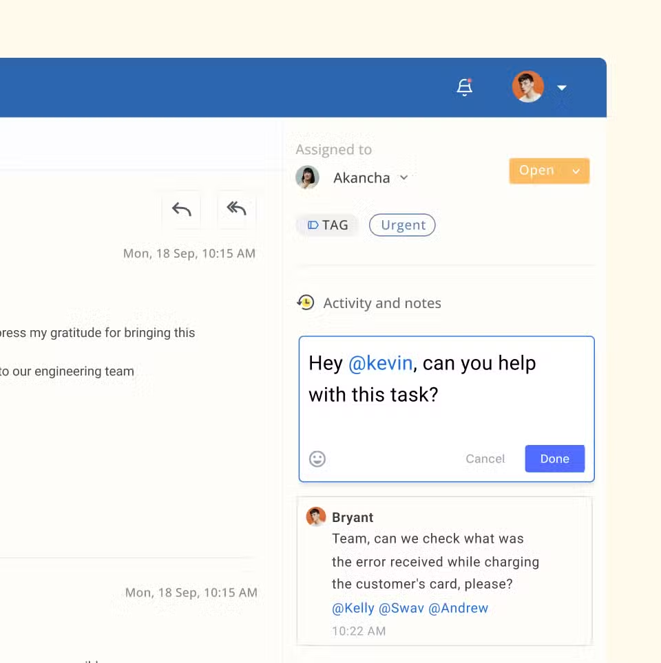 Hiver Notes and @mentions in Outlook interface