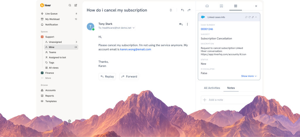 Connect Hiver to your CRM, ERP, and project tools to keep customer context in one place and workflows in sync.