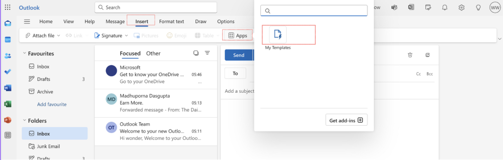 Finding My Templates in the Outlook mailbox