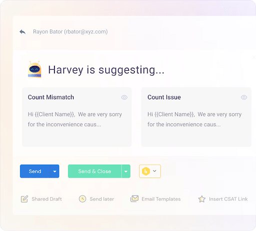 Hiver intelligent email template suggestions 