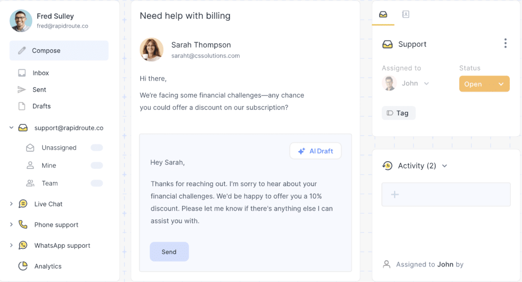 Using a shared inbox in Hiver
