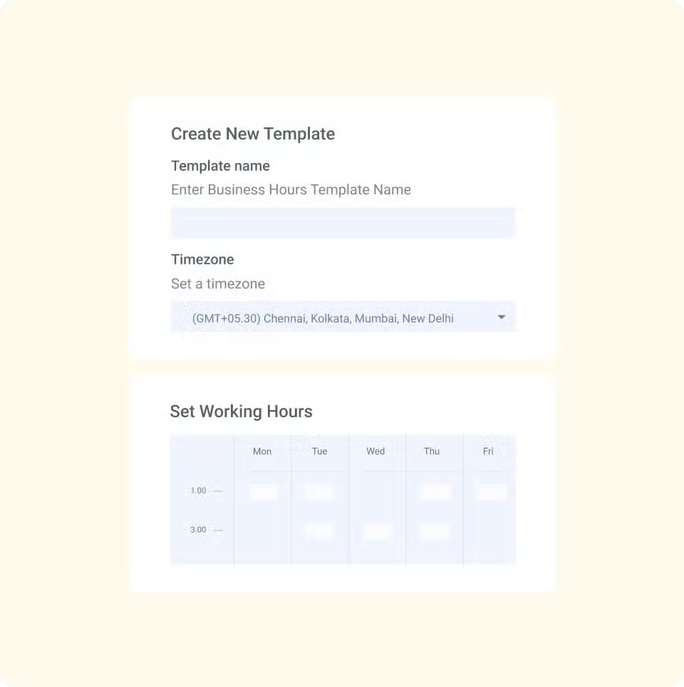 Set up business hours templates to manage support schedules and SLA timelines