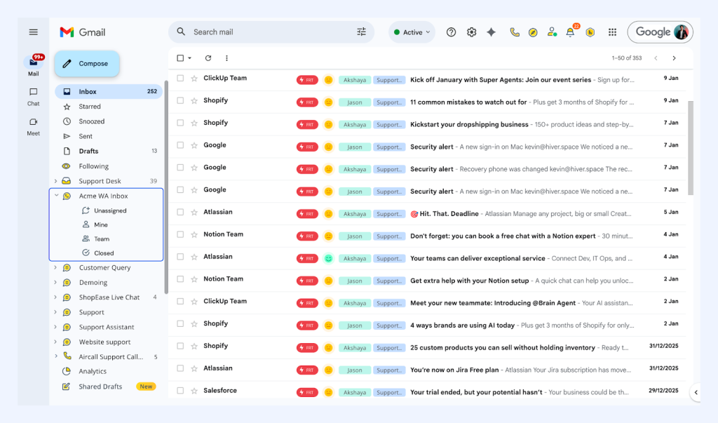 Your WhatsApp shared inbox brings all queries in one place