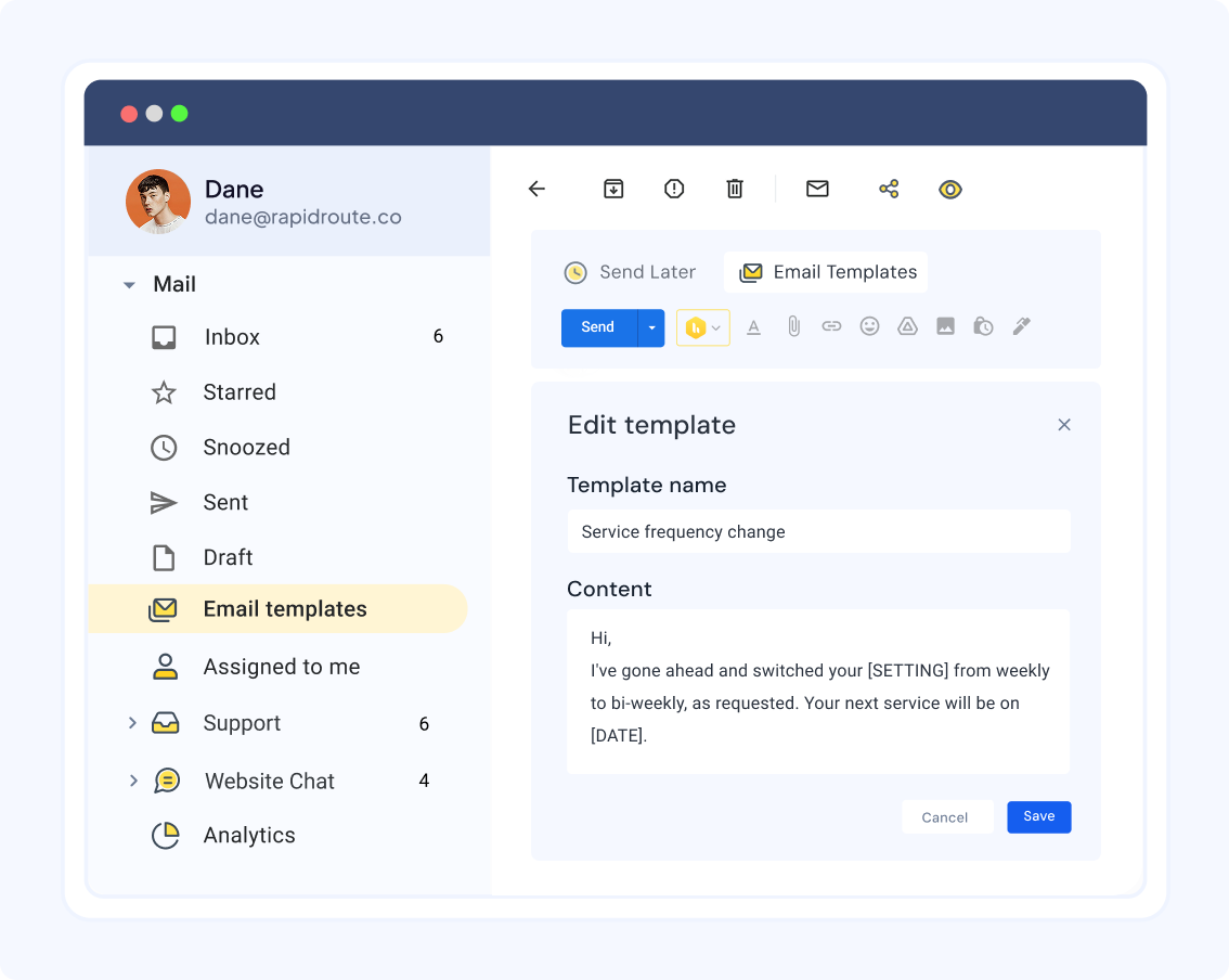 Easily create email templates for customer service | Hiver, image size:1134x904