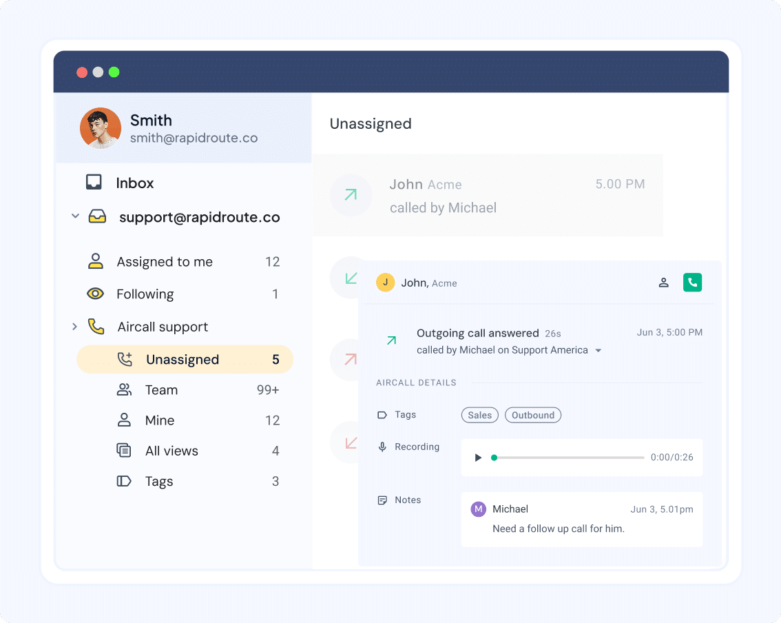Handle voice calls directly from your inbox