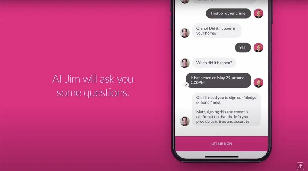 The empathetic bot, AI Jim, by Lemonade, an AI insurance company