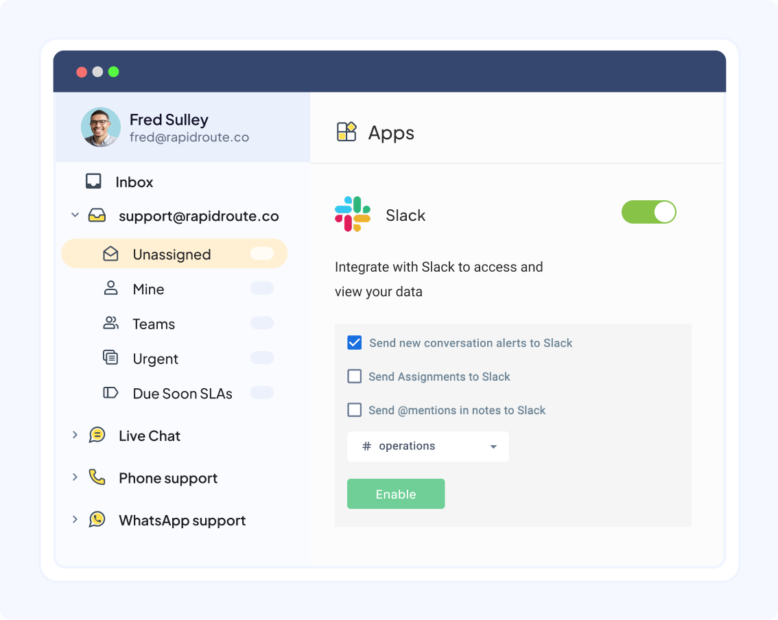 Integrate Slack with Hiver