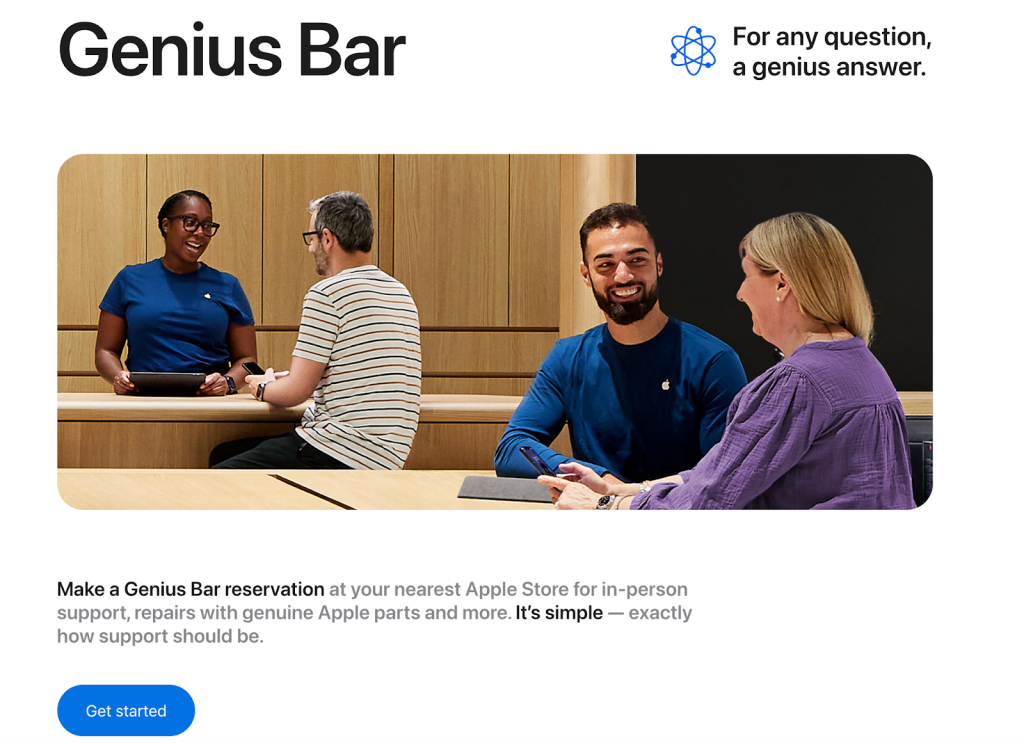 You can make a reservation for Apple’s Genius Bar on their official website