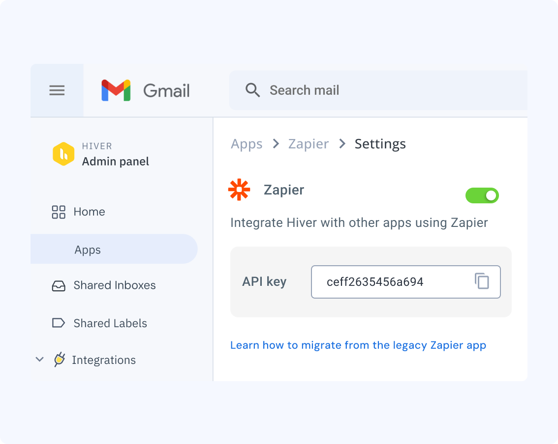 Integrate Zapier with Hiver