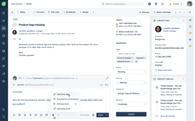 Freshdesk offers all the features you need packaged in a friendly UI