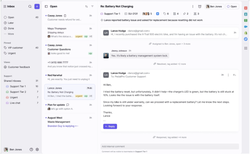 Front is built to look like a familiar email client