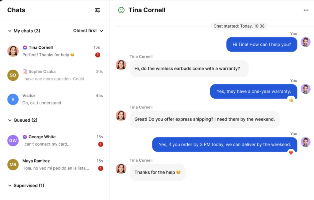 LiveChat’s interface
