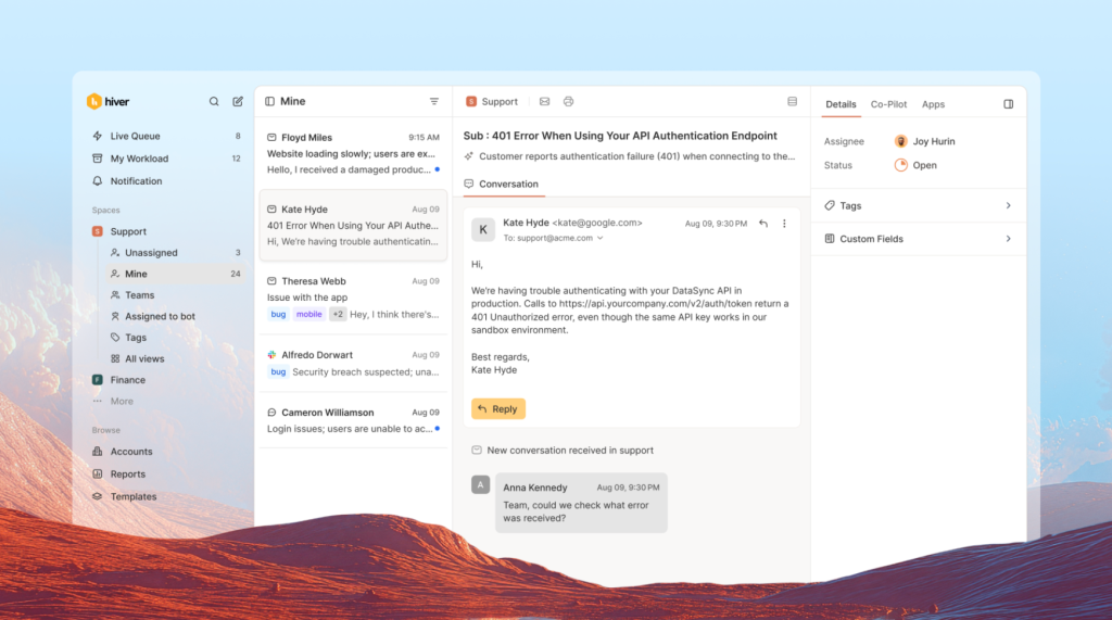 Hiver Omni is built for more complex, high stakes customer support