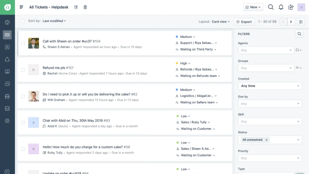 Freshdesk’s UI offers a more organized & structured view