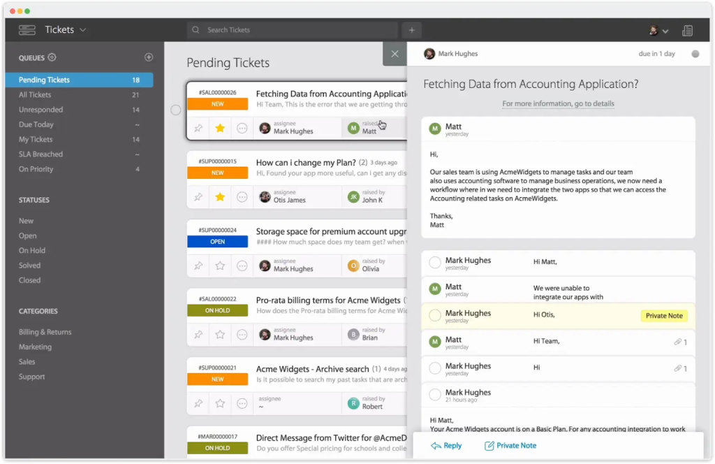 HappyFox offers an easy setup and UI