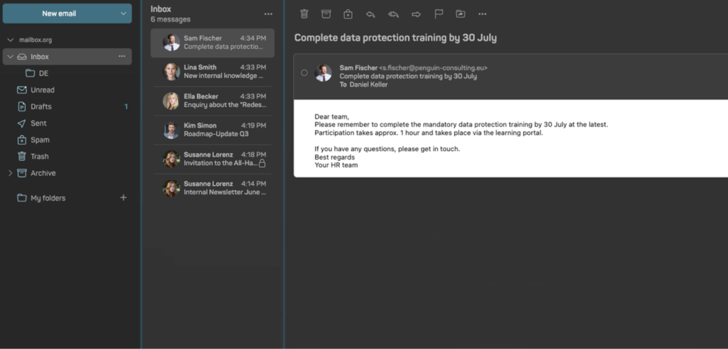 Mailbox has a simple interface