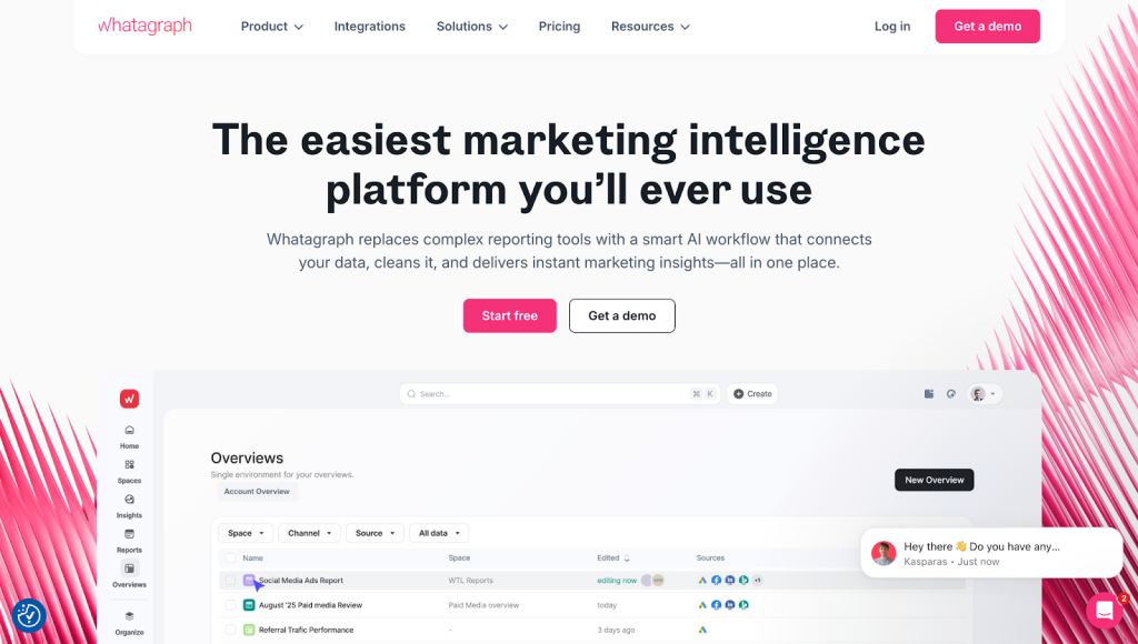 Whatagraph’s live chat feature