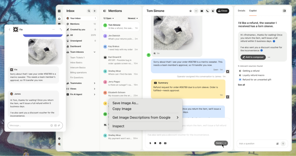 Intercom blends AI chat, messaging, and in-app guidance for teams that need more than email support