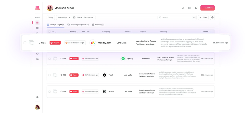 Your team can pick requests based on urgency with Supportbench’s filters