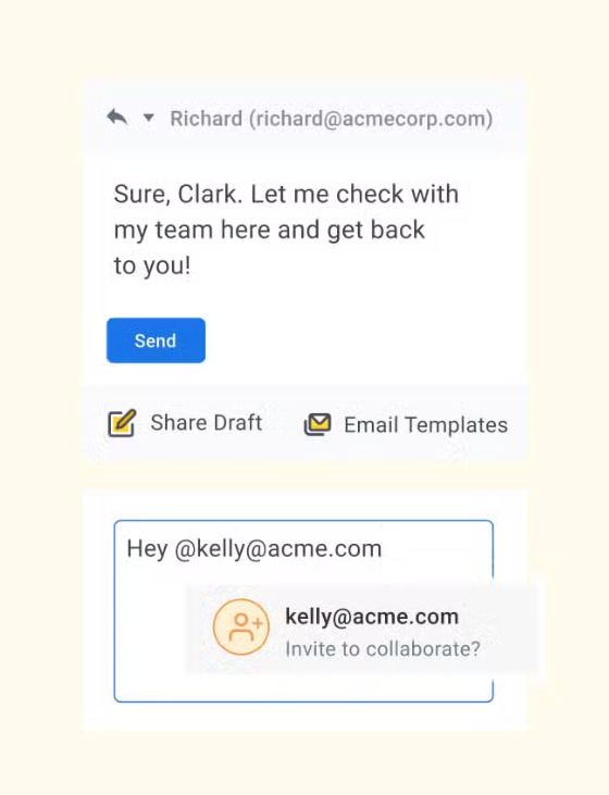 Hiver lets you loop in teammates without leaving the ticket