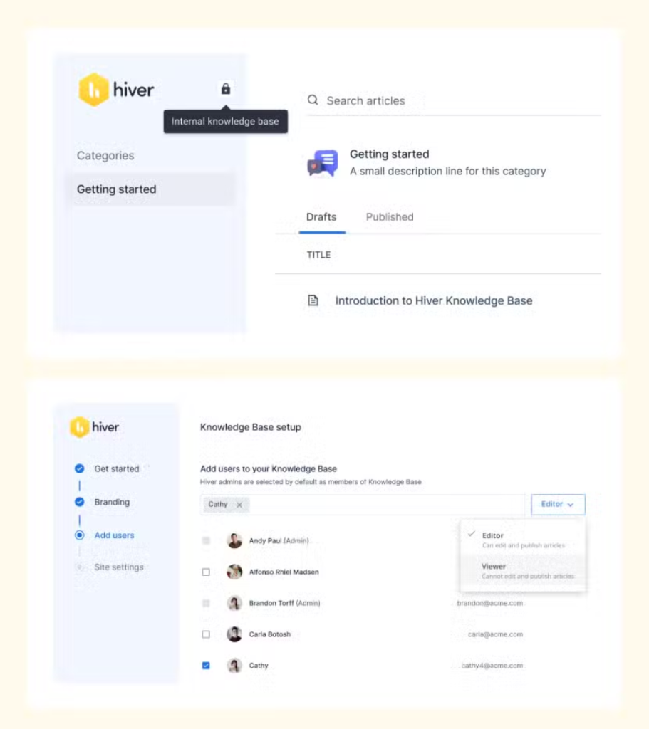 Hiver’s knowledge base helps you deflect FAQs and reduce ticket volume