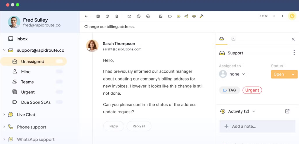 Hiver’s omnichannel ticketing system gives you a 360° view of all customer conversations