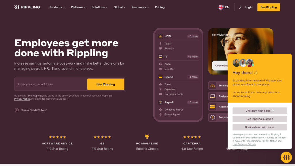 Rippling’s Homepage Chatbot
